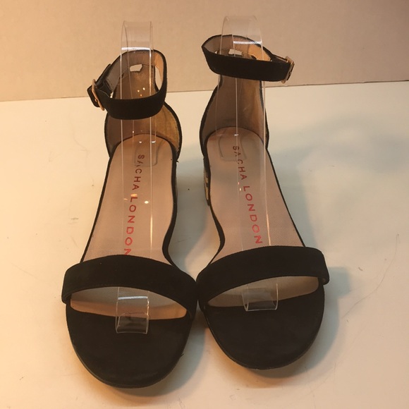 Sacha London Black Suede Sandals with Multi-color Heel Size 7 - Picture 2 of 12